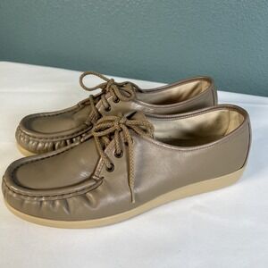 Womens - 12M Selby (like SAS) Lace-Up Comfort Shoes beige taupe slip on -Nice!